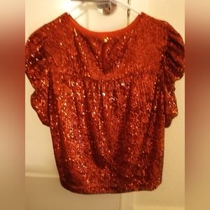Burnt Orange Sequin Blouse